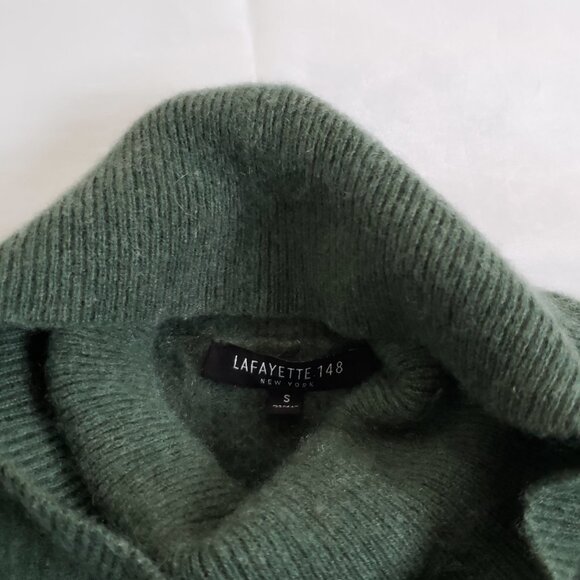 Vintage Lafayette 148 Dark Green Ribbed Turtleneck 100% Cashmere Size Small - Picture 4 of 6